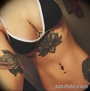 фото тату под женской грудью 26.01.2019 №166 - tattoo under the breasts - tatufoto.com
