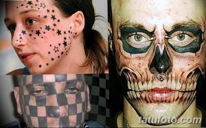 Коллаж из фотографий людей с экстремальными татуировками на лице. Различные стили и рисунки татуировок. Фотография для вдохновения.