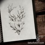 эскиз тату олень 23.02.2019 №002 - sketch tattoo deer - tatufoto.com