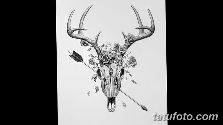 эскиз тату олень 23.02.2019 №008 - sketch tattoo deer - tatufoto.com