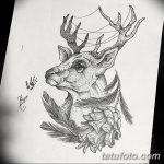 эскиз тату олень 23.02.2019 №022 - sketch tattoo deer - tatufoto.com