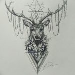 эскиз тату олень 23.02.2019 №030 - sketch tattoo deer - tatufoto.com