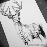 эскиз тату олень 23.02.2019 №071 - sketch tattoo deer - tatufoto.com
