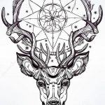 эскиз тату олень 23.02.2019 №086 - sketch tattoo deer - tatufoto.com