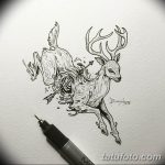 эскиз тату олень 23.02.2019 №097 - sketch tattoo deer - tatufoto.com