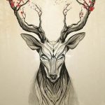 эскиз тату олень 23.02.2019 №117 - sketch tattoo deer - tatufoto.com
