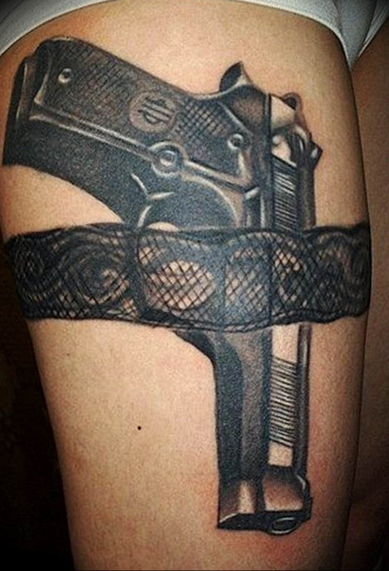 фото тату с пистолето 04.03.2019 № 008 - photo tattoo with a gun - tatufoto...