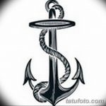 Фото тату эскиза: классическое изображение морского якоря с веревкой и кругом. Подходит для предплечья или груди.
