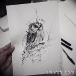 тату сова эскиз для девушек 08.03.2019 №019 - tattoo sketches - tatufoto.com