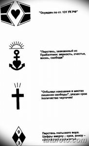 Фотография руки с тюремными татуировками, содержащими символы, связанные с верой, удачей и указанием срока заключения.
