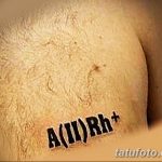 Фото тату группы крови 'A(II)Rh+' на запястье. Небольшой, простой рисунок татуировки, выполненный в черном цвете.