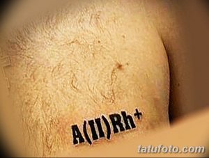 Фото тату группы крови 'A(II)Rh+' на запястье. Небольшой, простой рисунок татуировки, выполненный в черном цвете.