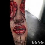 фото тату девушка с кровью из глаз 19.03.2019 №016 - tattoo girl with blood fr - tatufoto.com