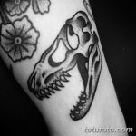 фото тату скелет динозавра 25.03.2019 №049 - dinosaur skeleton tattoo - tatufoto.com