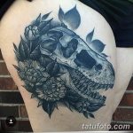 фото тату скелет динозавра 25.03.2019 №053 - dinosaur skeleton tattoo - tatufoto.com