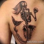 фото тату скелет русалки 26.03.2019 №022 - mermaid skeleton tattoo - tatufoto.com