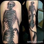фото тату скелет русалки 26.03.2019 №040 - mermaid skeleton tattoo - tatufoto.com