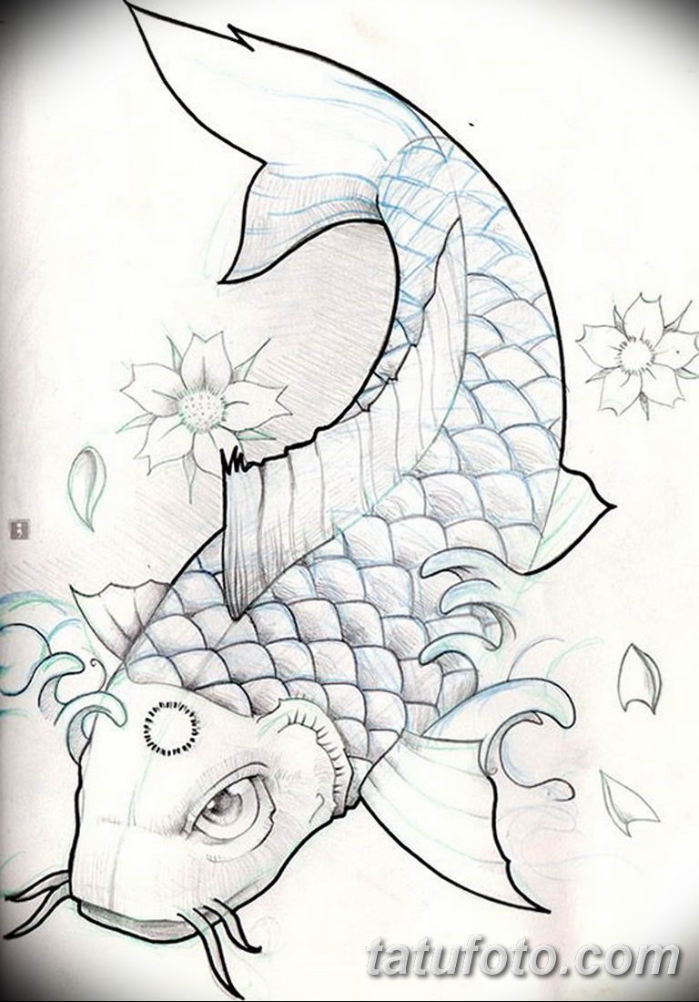 Китайская рыба рисунок карандашом