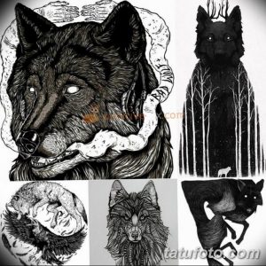 Фото подборки татуировок волков в различных стилях: графика, реализм, blackwork. Подходит для любителей дикой природы и мистики.