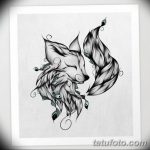 черно белый эскиз тату с лисой 11.03.2019 №032 - tattoo sketch - tatufoto.com