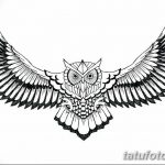 черно белый эскиз тату с совой 09.03.2019 №071 - tattoo sketch - tatufoto.com