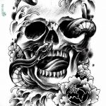 черно белый эскиз тату с черепом 11.03.2019 №046 - tattoo sketch - tatufoto.com