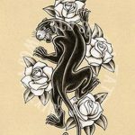 черно белый эскиз тату с черной пантерой 11.03.2019 №008 - tattoo sketch - tatufoto.com