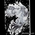черно белый эскиз тату феникс 09.03.2019 №048 - tattoo sketch - tatufoto.com