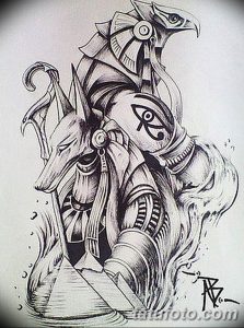 черный эскиз тату Анубис 09.03.2019 №043 - anubis tattoo sketch black