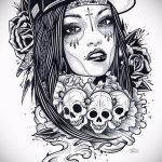 чикано тату эскизы девушки 08.03.2019 №012 - tattoo sketches - tatufoto.com