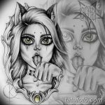 эскиз тату кошка для девушек 08.03.2019 №006 - tattoo sketches - tatufoto.com