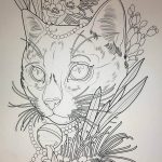 эскиз тату кошка для девушек 08.03.2019 №018 - tattoo sketches - tatufoto.com