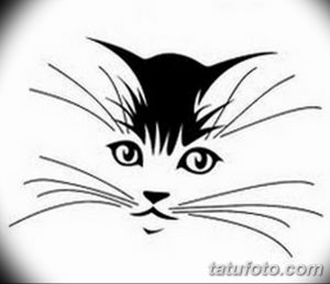 Черно-белый эскиз татуировки с изображением морды кота в профиль. Идеально подходит для небольших татуировок на запястье или щиколотке.