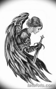 эскизы тату девушек ангелов 08.03.2019 №017 - tattoo sketches - tatufoto.com