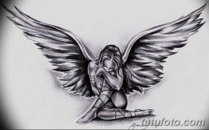 эскизы тату девушек ангелов 08.03.2019 №019 - tattoo sketches - tatufoto.com