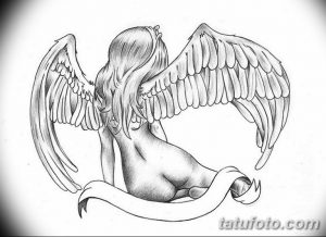 эскизы тату девушек ангелов 08.03.2019 №021 - tattoo sketches - tatufoto.com