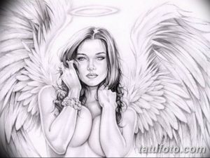 эскизы тату девушек ангелов 08.03.2019 №022 - tattoo sketches - tatufoto.com