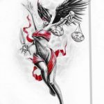 эскизы тату девушек ангелов 08.03.2019 №023 - tattoo sketches - tatufoto.com