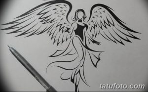 эскизы тату девушек ангелов 08.03.2019 №025 - tattoo sketches - tatufoto.com