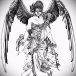 эскизы тату девушка демон 08.03.2019 №007 - tattoo sketches - tatufoto.com