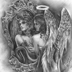 эскизы тату девушка демон 08.03.2019 №016 - tattoo sketches - tatufoto.com
