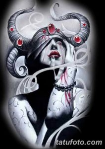 эскизы тату девушка демон 08.03.2019 №018 - tattoo sketches - tatufoto.com