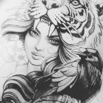 эскизы тату тигр для девушки 08.03.2019 №006 - tattoo sketches - tatufoto.com