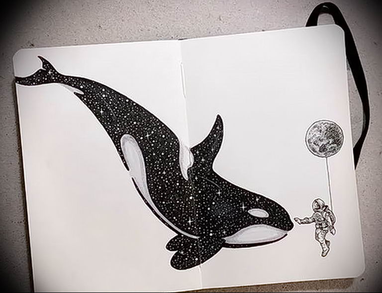Эскиз для тату касатка 31.05.2019 №029 - sketch tattoo killer whale - tatufoto.com