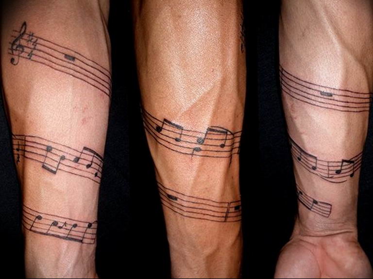 Татуировки на руку с нотным станом
