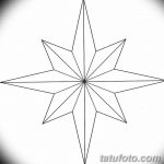 Фото эскиза татуировки: черная контурная восьмиконечная звезда. Простой и лаконичный рисунок для тату, идеально подходит для начинающих.