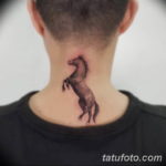 Фото лошадь на дыбах тату 24.07.2019 №001 - horse on the neck tattoo - tatufoto.com