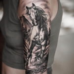 Фото тату белая лошадь 24.07.2019 №007 - white horse tattoo - tatufoto.com