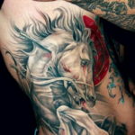 Фото тату белая лошадь 24.07.2019 №014 - white horse tattoo - tatufoto.com