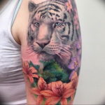 Фото тату белый тигр 28.07.2019 №007 - white tiger tattoo - tatufoto.com